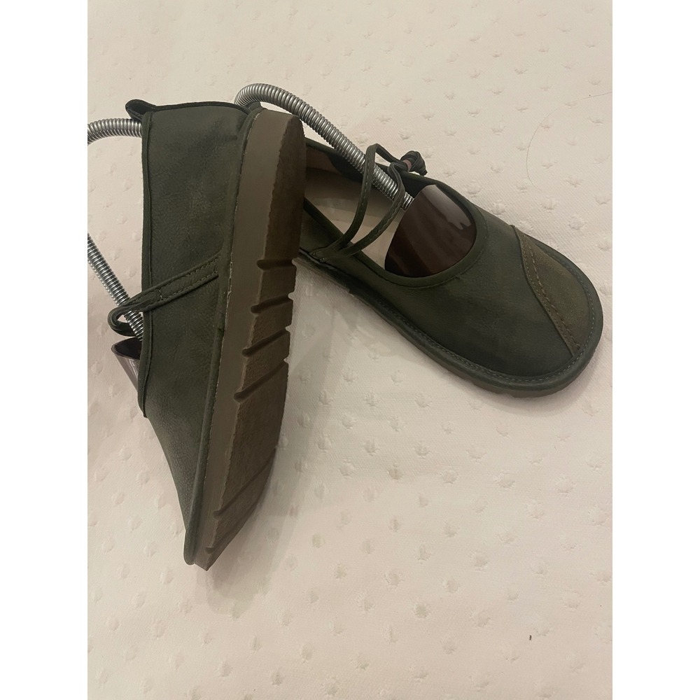 Green Leather Lagenlook Mary Jane Flats Suede Accent Wide Toe Box Size 39 - Picture 2 of 9